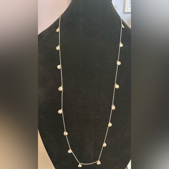 Stella & Dot Silver-tone Chain with Hammered Tear Drop Accents - Picture 3 of 4